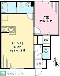 ネクスト伊奈平 1階1LDKの間取り