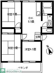 マンションエクセル第2 2階3DKの間取り