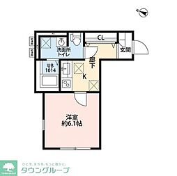 Carino7 2階1Kの間取り