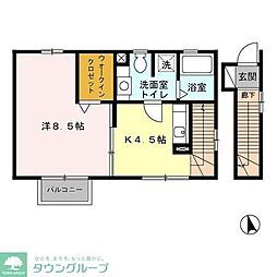 NSプレジオ 2階1Kの間取り