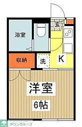 エーデルハイム 2階1Kの間取り