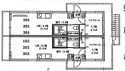 クリフビレッジＺ棟 1階1LDKの間取り