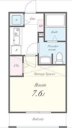 パルティール 2階1Kの間取り