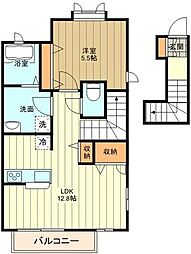 イーストコートI 2階1LDKの間取り