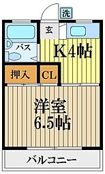 コーポエイト 2階1Kの間取り