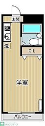 京王高尾線 めじろ台駅 徒歩15分の賃貸マンション 2階1Kの間取り