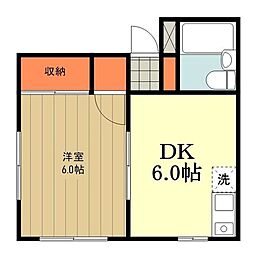 JR中央線 西八王子駅 徒歩9分の賃貸マンション 1階1DKの間取り