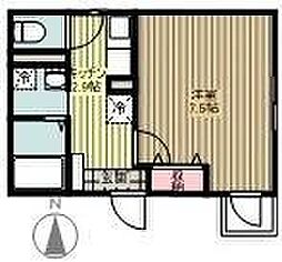 JR中央線 八王子駅 徒歩12分の賃貸マンション 2階1Kの間取り
