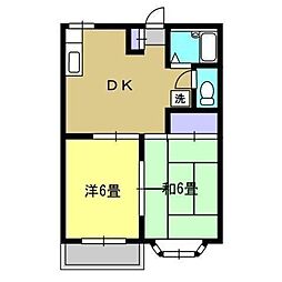 JR青梅線 昭島駅 バス20分 伊奈海道南下車 徒歩5分の賃貸アパート 2階2DKの間取り