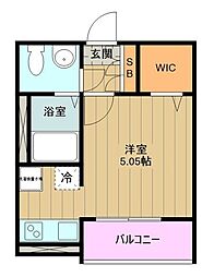 JR中央線 西八王子駅 徒歩10分の賃貸アパート 1階ワンルームの間取り