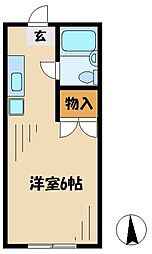 多摩都市モノレール 大塚・帝京大学駅 徒歩9分の賃貸マンション 2階1Kの間取り