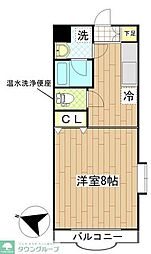 京王高尾線 山田駅 徒歩4分の賃貸マンション 4階1Kの間取り