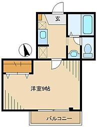 ハイム・カナン 2階1Kの間取り