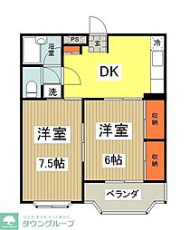 中澤マンション 1階2DKの間取り