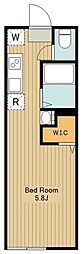JR中央線 西八王子駅 徒歩3分の賃貸アパート 1階ワンルームの間取り