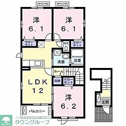 セレノカーサII 2階3LDKの間取り