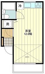 JR中央線 国立駅 徒歩6分の賃貸アパート 1階ワンルームの間取り