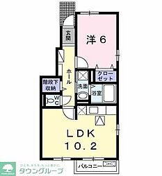多摩都市モノレール 上北台駅 徒歩22分の賃貸アパート 1階1LDKの間取り
