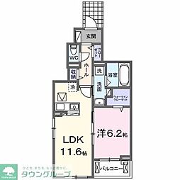 ポミエ　グラン 1階1LDKの間取り