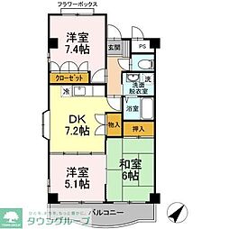レジデンス山崎 3階3DKの間取り
