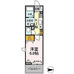 ビューテラス 1Kの間取図画像