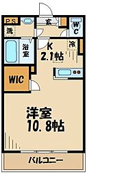 ホワイトキューブ1 1Kの間取図画像