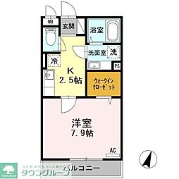 D-room堀之内 1Kの間取図画像