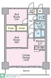 ライブ・トピア八王子 2LDKの間取図画像