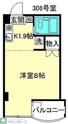 キタマチマンションK-O 1Kの間取図画像