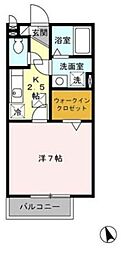 アルテール 1Kの間取図画像