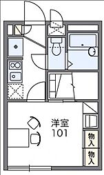 レオパレスかすみ草 2階1Kの間取り