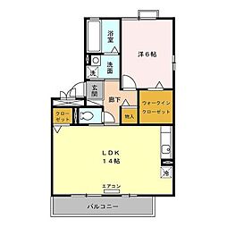 ロジュマンマエバラＥ 3階1LDKの間取り