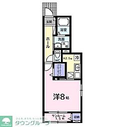 レジデンスさくら 1階1Kの間取り