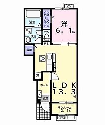 ベイサイドアクアＣ 1階1LDKの間取り