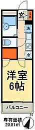 レオパレスフジニューコート 3階1Kの間取り