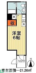 JR総武線 千葉駅 徒歩8分の賃貸マンション 1階ワンルームの間取り
