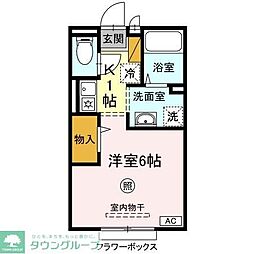 JR内房線 五井駅 4.3kmの賃貸アパート 2階1Kの間取り