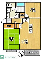 パレシオングリーンヒルズ 2階2LDKの間取り