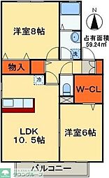 サキクサノ郷 2階2LDKの間取り
