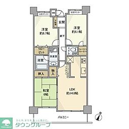 ダイアパレス京葉蘇我V 7階3LDKの間取り