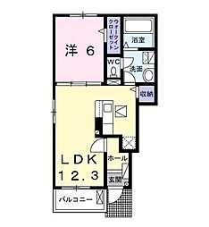 JR久留里線 祇園駅 徒歩18分の賃貸アパート 1階1LDKの間取り