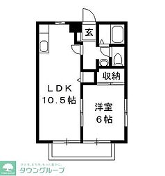 さくら館 2階1LDKの間取り