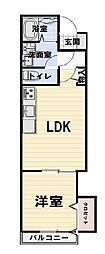 Ｌｉｋｅ松ヶ丘 3階1LDKの間取り