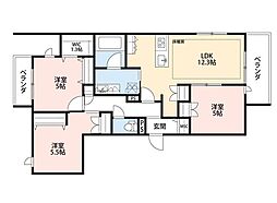 千葉市稲毛区稲毛東5丁目マンション 3LDKの間取図画像