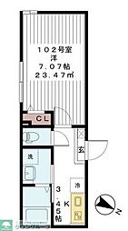 アージュドール新検見川 1階1Kの間取り