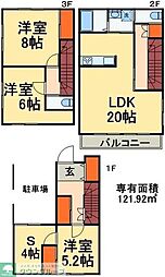 松波貸家 3SLDKの間取り