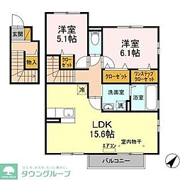 シティアレイ 2階2LDKの間取り