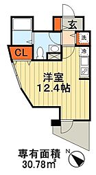 JR総武線 千葉駅 徒歩10分の賃貸マンション 6階ワンルームの間取り