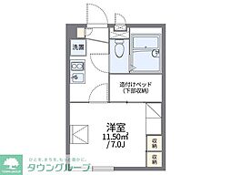 レオパレスＩＢＩＳ 2階1Kの間取り