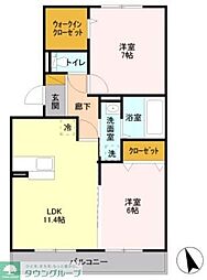 サンプットコート 2階2LDKの間取り